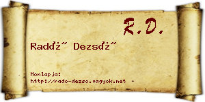 Radó Dezső névjegykártya